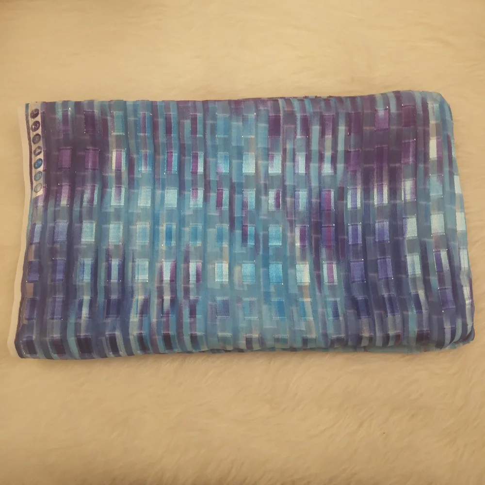 FABRIC Irridescent Sheer With A Touch Of Gold Metallic From Aqua To Purple